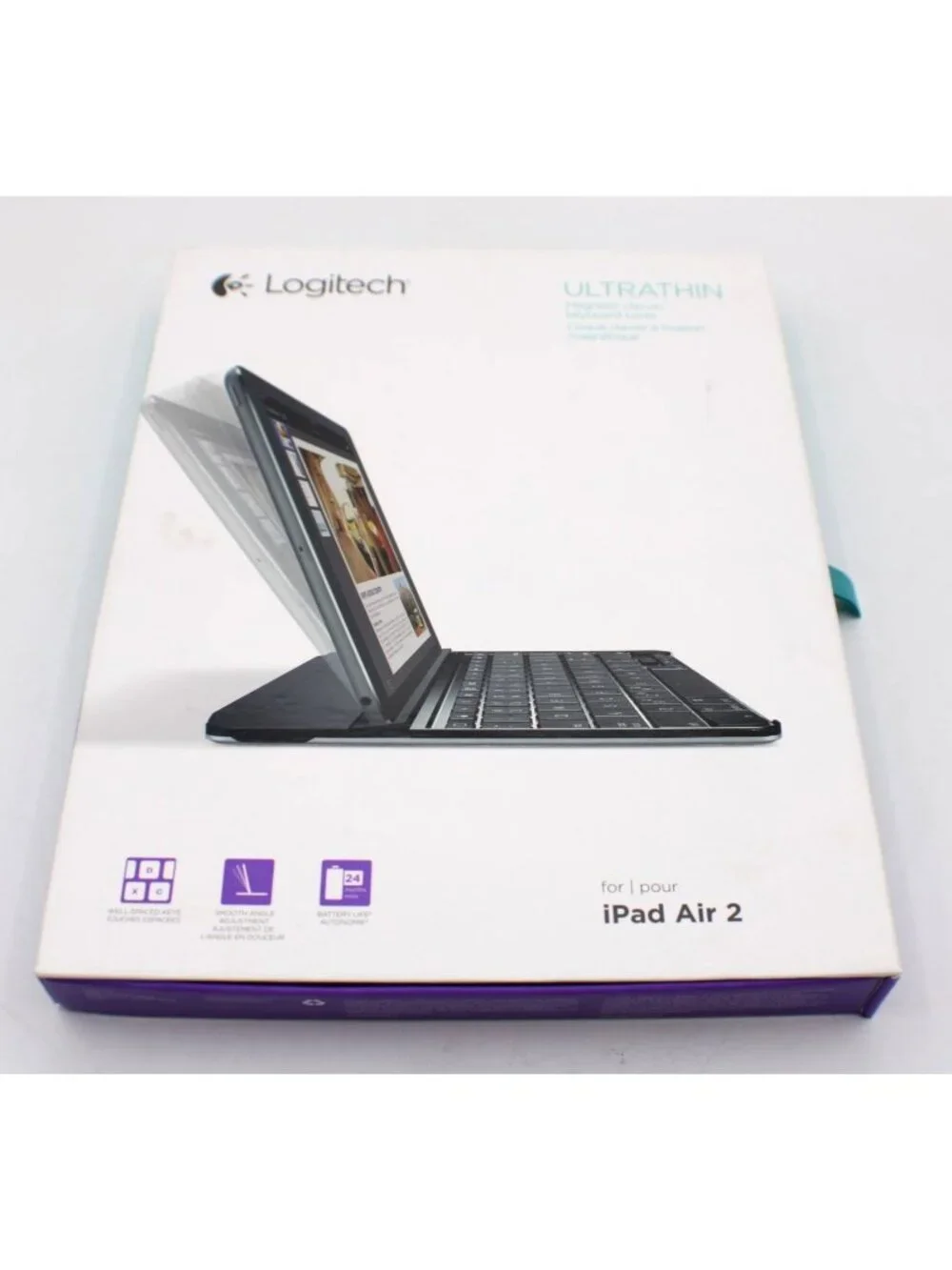 Logitech Ultrathin Magnetic Clip-On Keyboard iPad Air 2 Gray Angle Adjust NEW